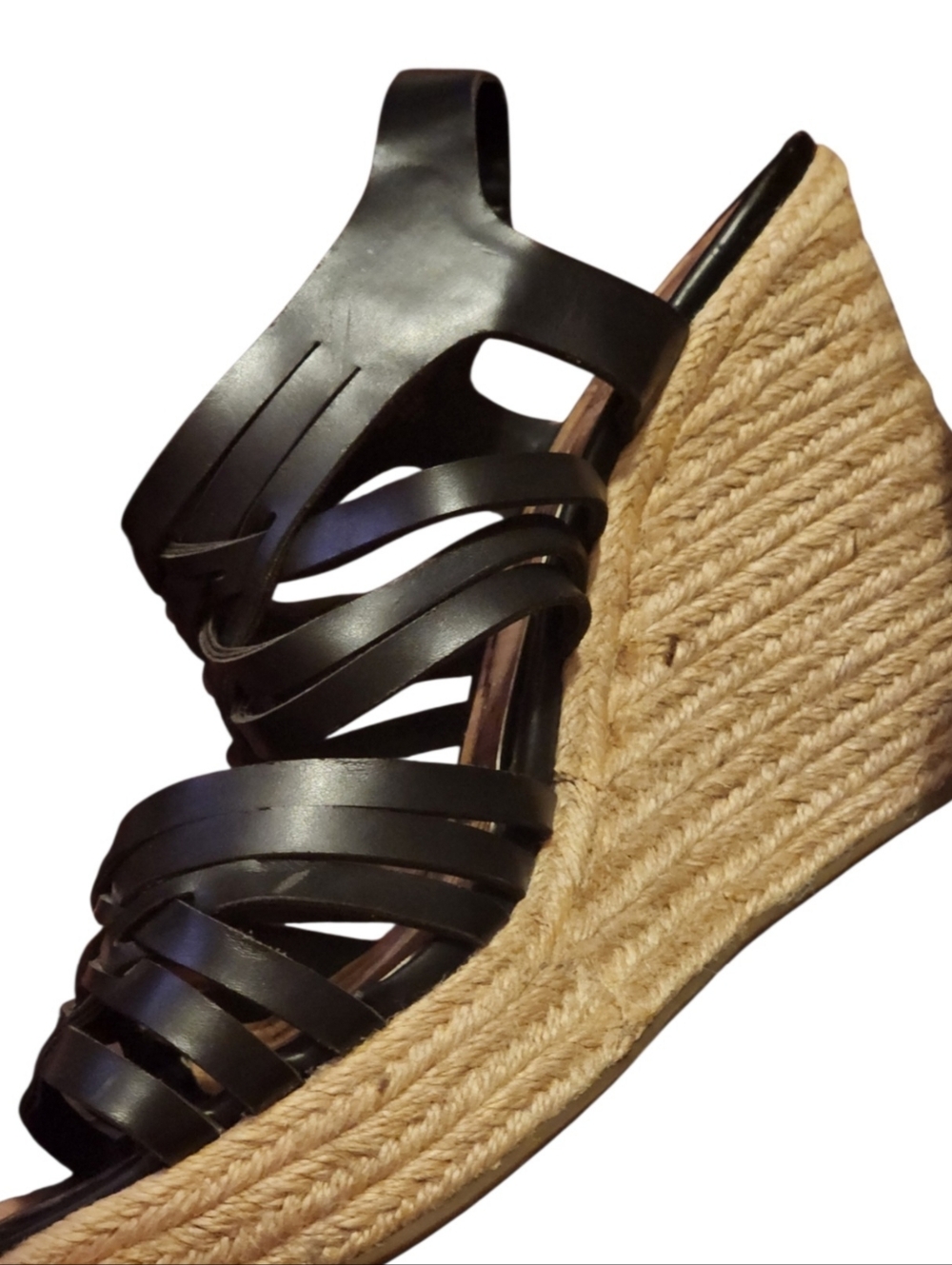 G by GUESS Black Strappy Espadrille Wedge Sandals, 8 1/2 - Picture 4 of 6